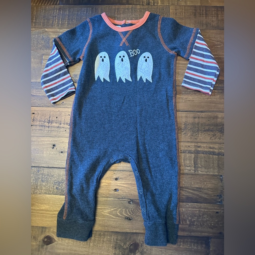 Mud Pie Striped Ghost Print One Piece